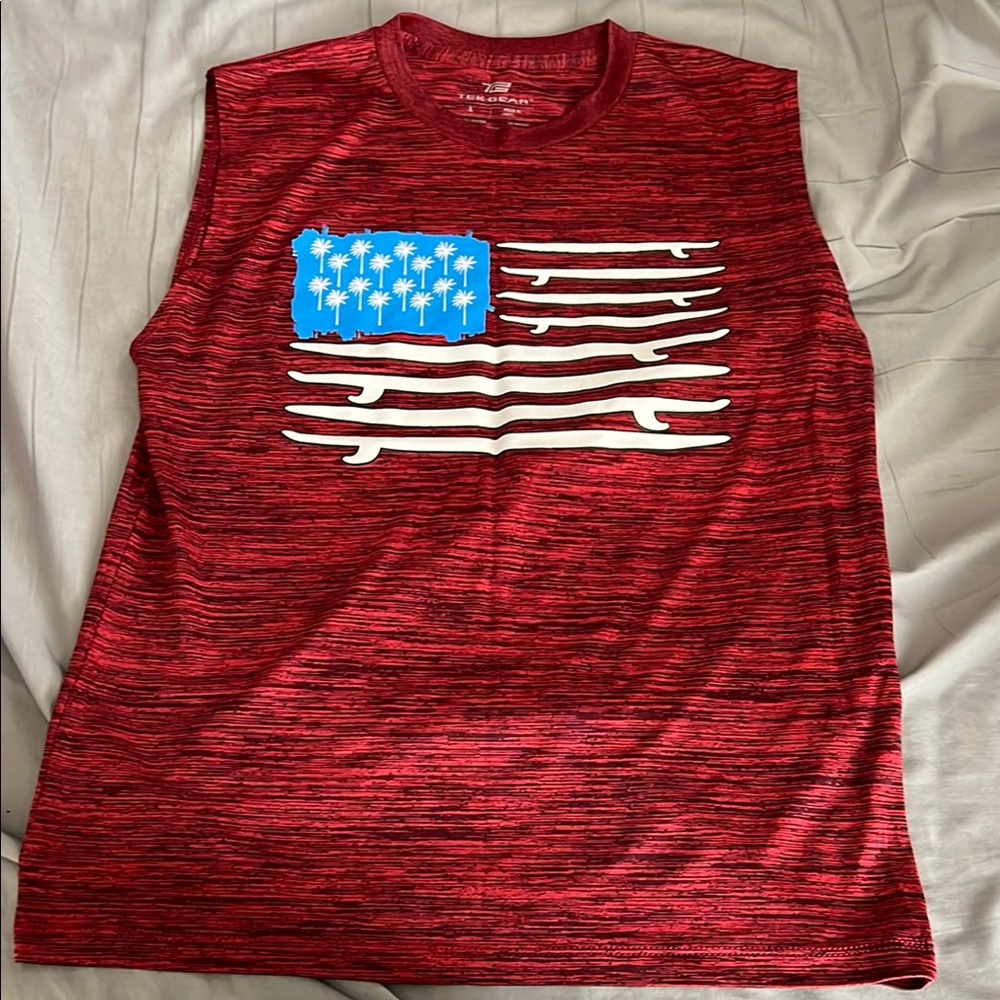 Tek Gear Red Striped Sleeveless Tee
